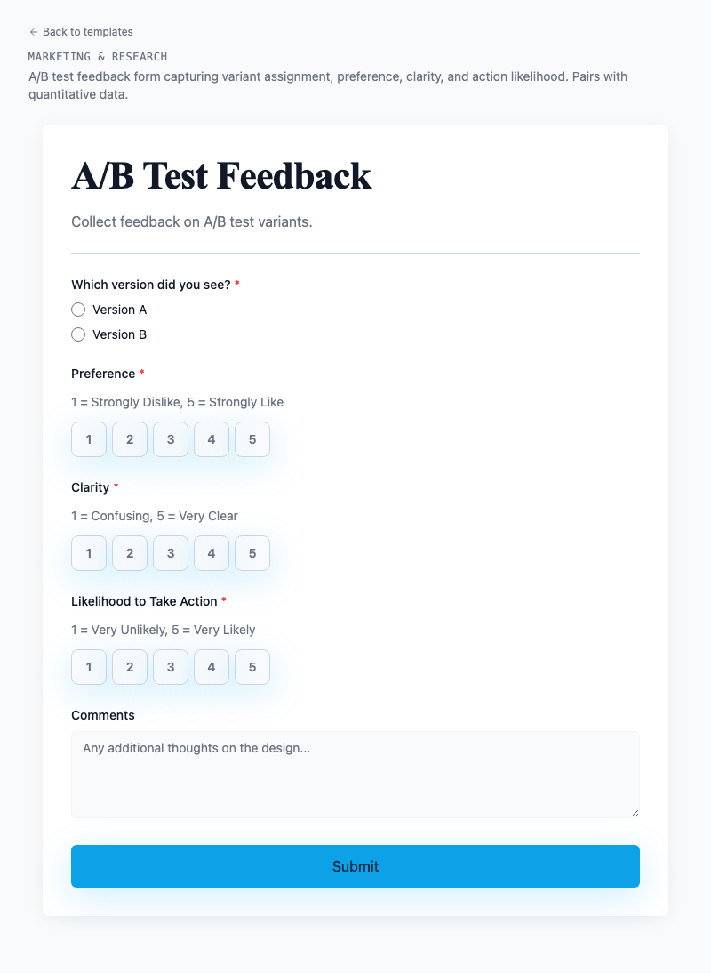 A/B Test Feedback