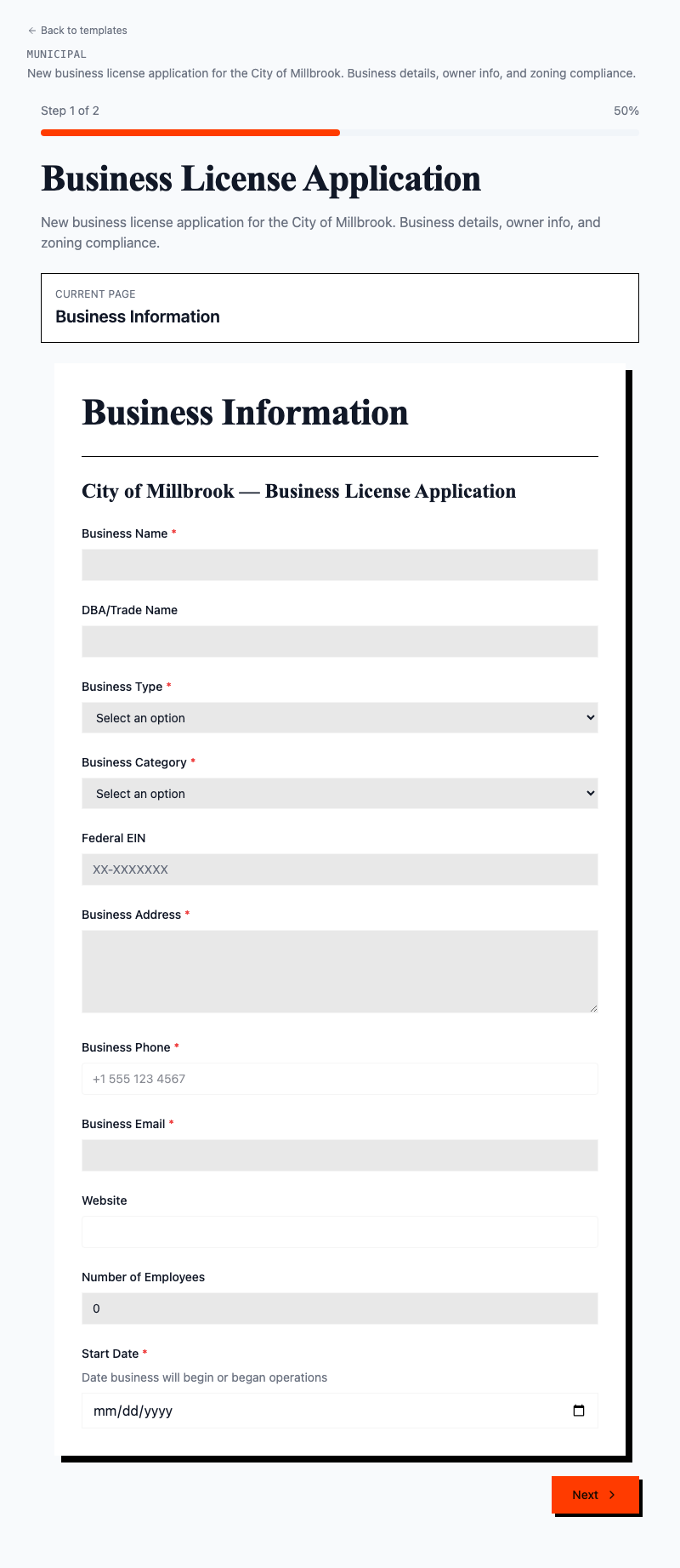 Business License Application