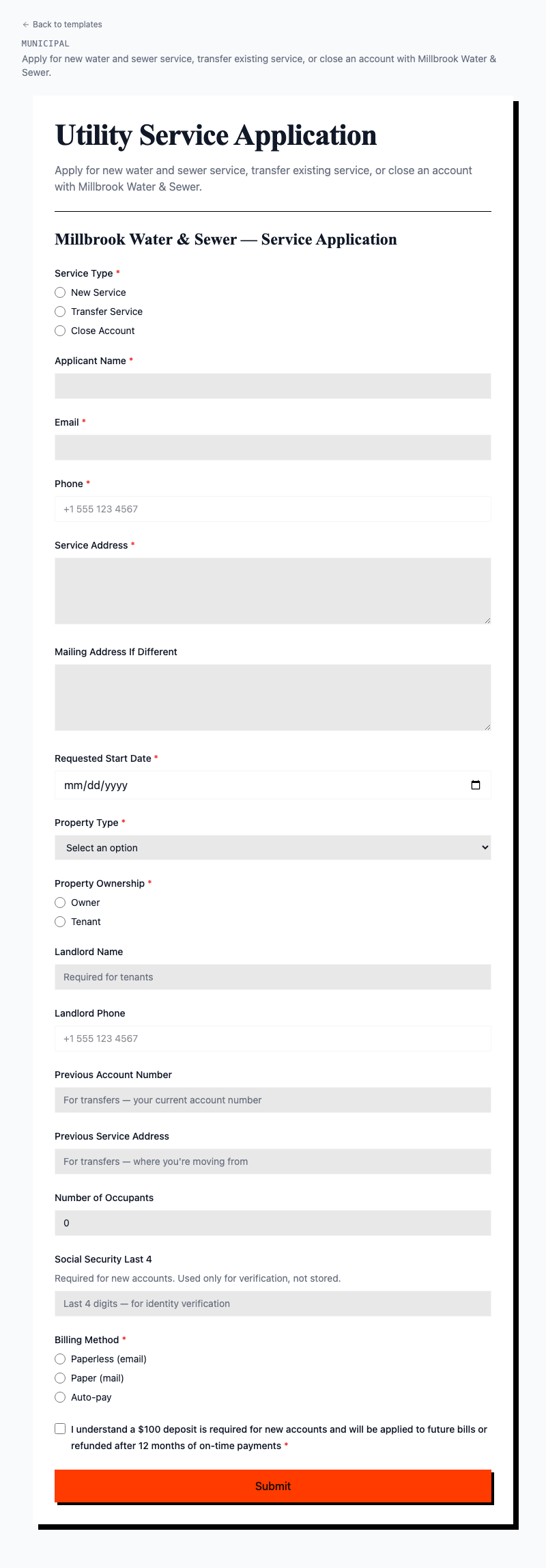 Utility Service Application