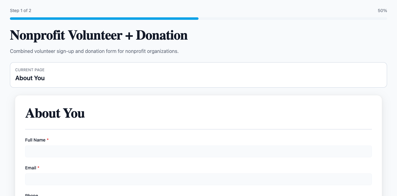 Nonprofit Volunteer + Donation