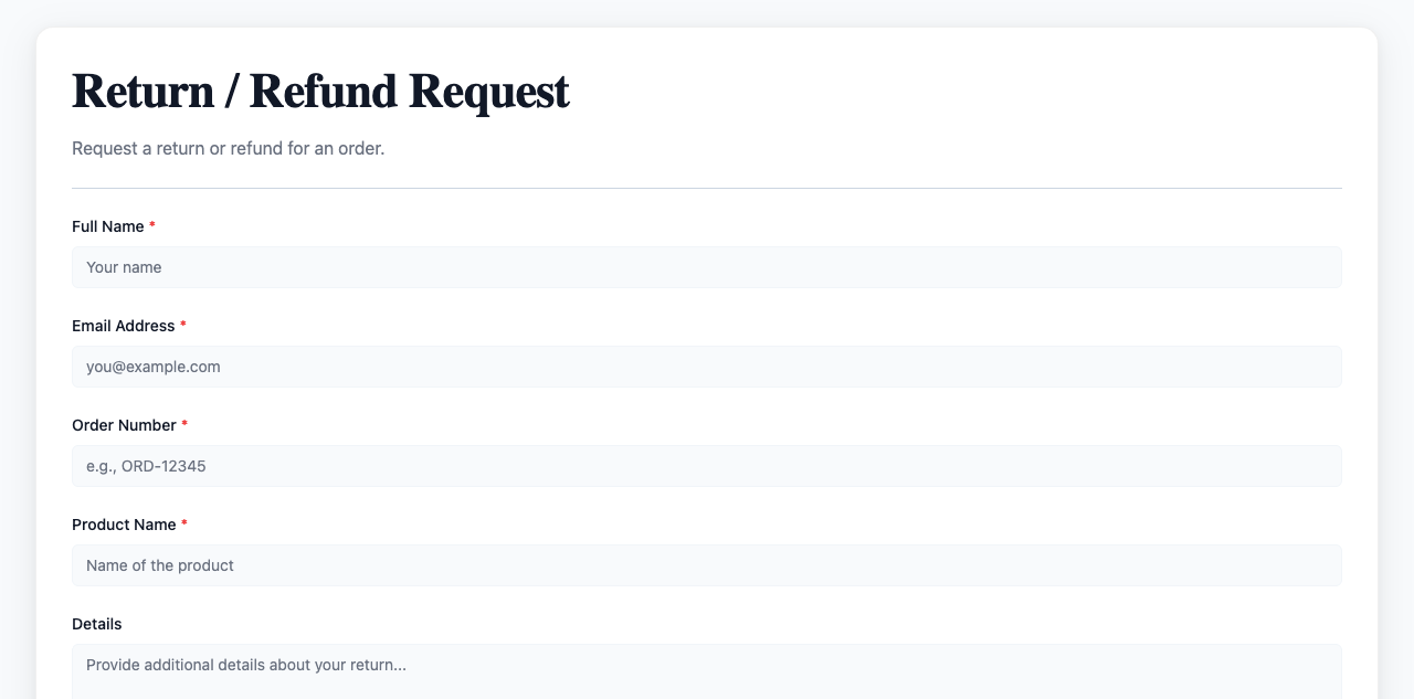 Return / Refund Request