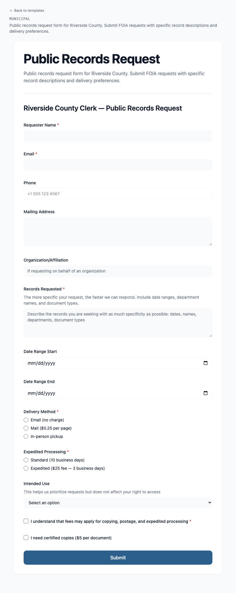 Public Records Request