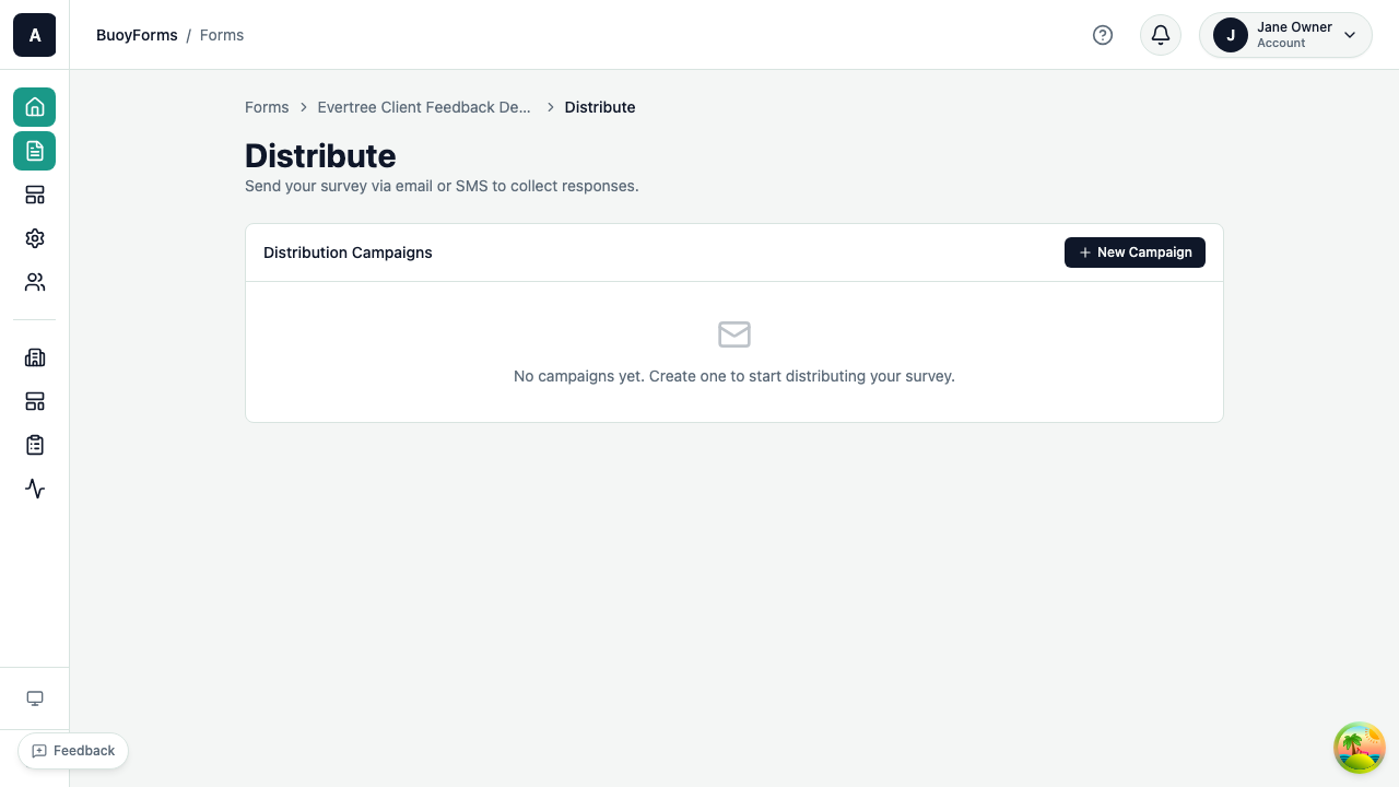 Distribution options — link, embed, QR code, and access controls